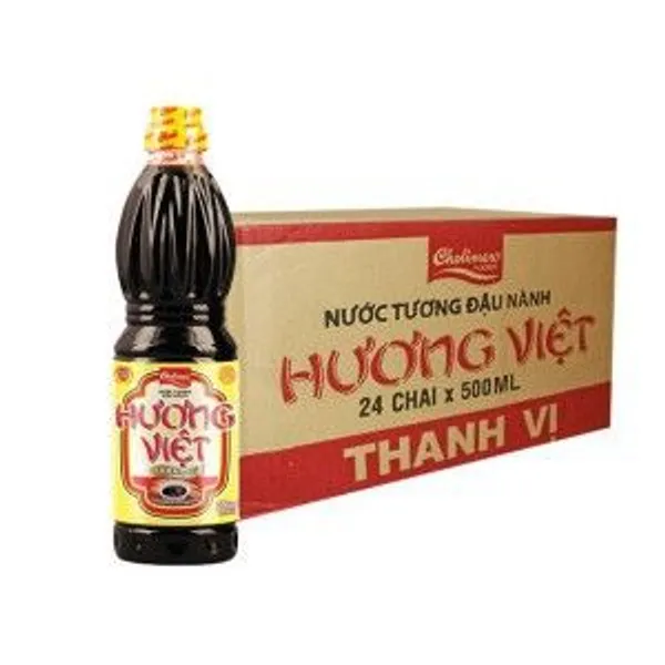 Nước tương Hương Việt Đậu nành thanh vị chai 500ml Thùng 24 chai